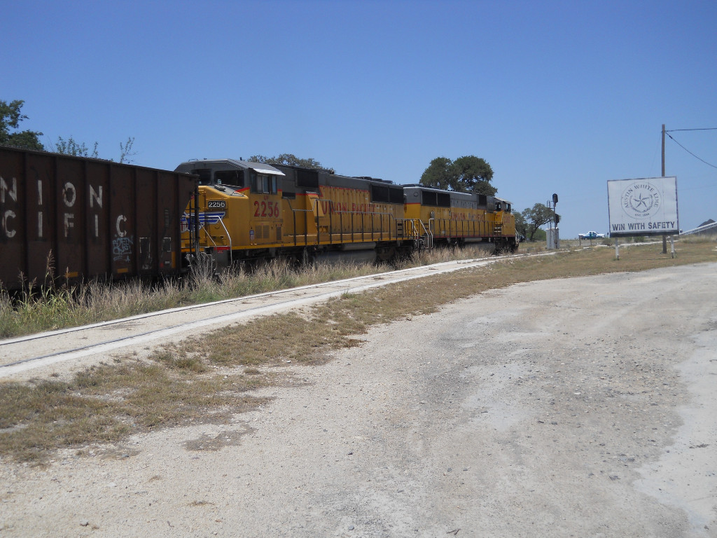 UP 2256  17May2011  On the NE bypass moving toward the UP main pulling rock picked up from Austin Western 